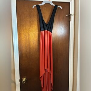 Chic Black and Orange Backless Dress